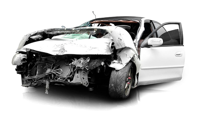 26766766 - white car in an accident isolated on a white background